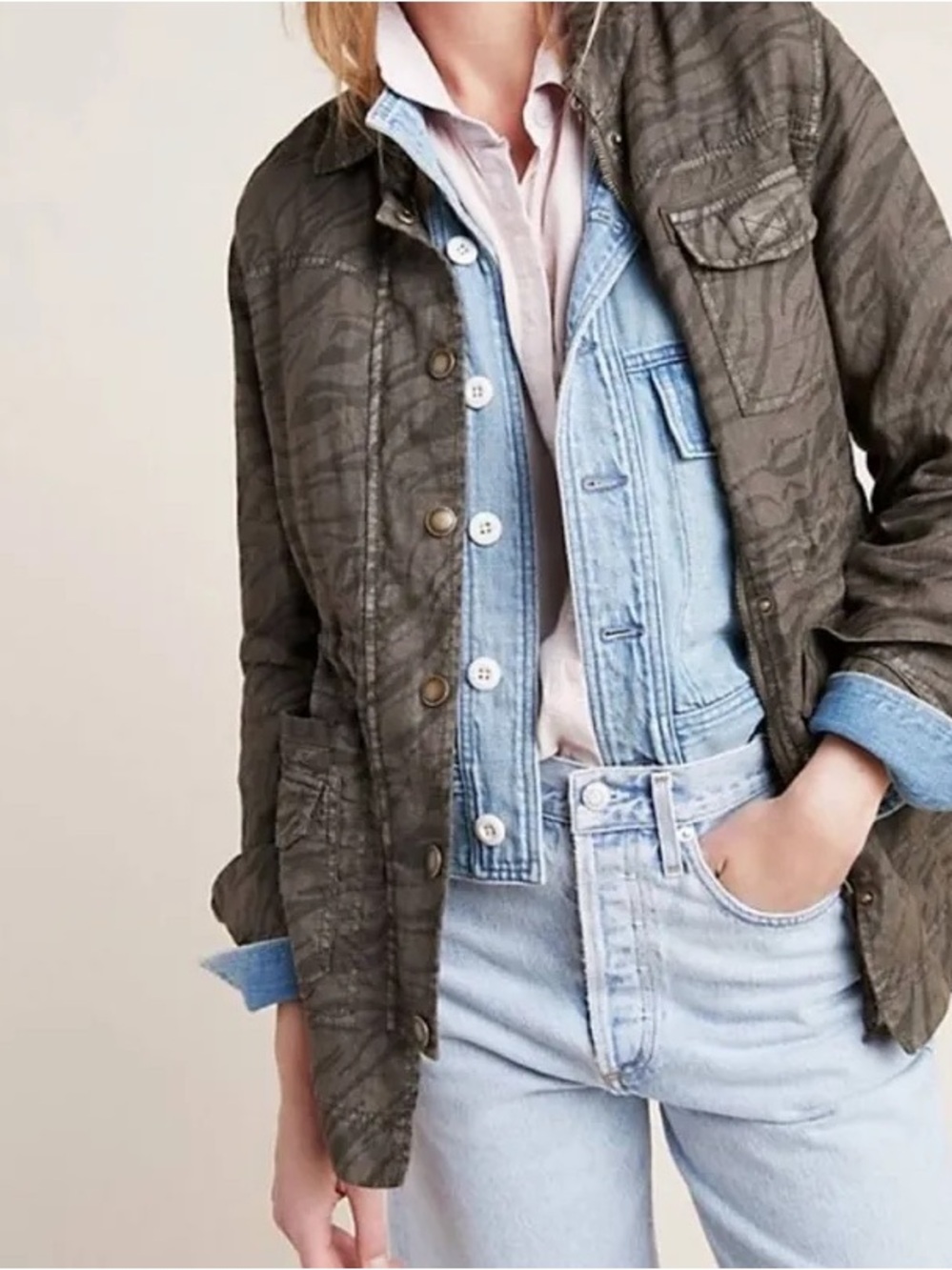 Marrakesh anthropologie sierra safari print shirt jacket, 100% linen